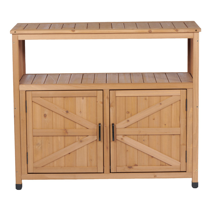 Wooden Outdoor Buffet Cabinet With Storage Function, Slatted Appearance For A Classic Appeal, High - Quality Solid Fir, 41.9 In Depth Sideboard Timeless Fir Wood,