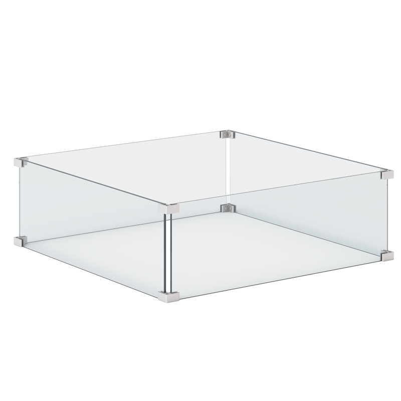 Olney 21.65'' Square Glass Fire Pit Accessory