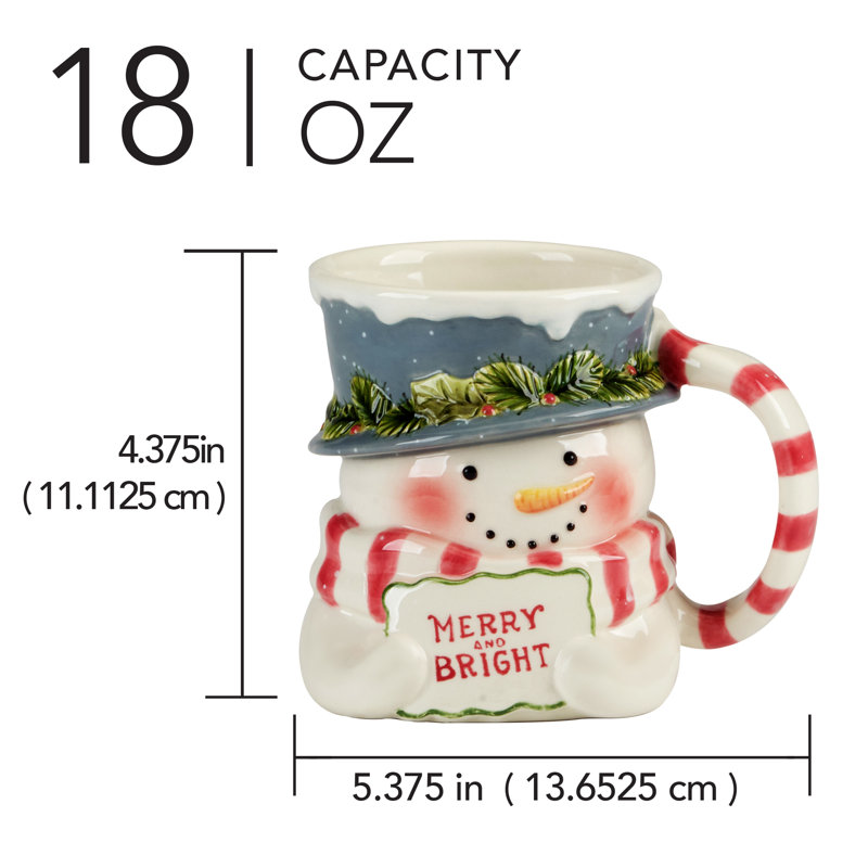 Ensemble de 4 tasses 3 oz 18 oz Snowman Greetings