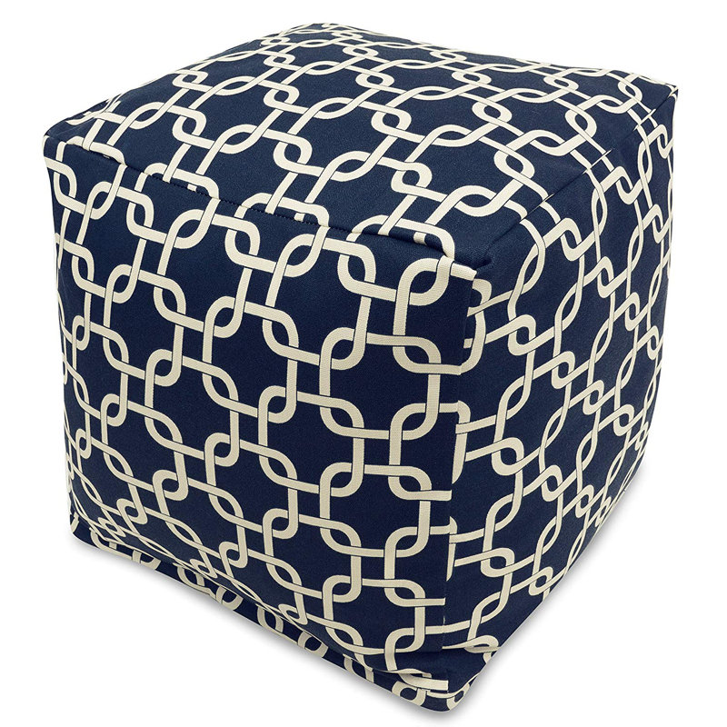 Roysum Upholstered Pouf, Navy Blue