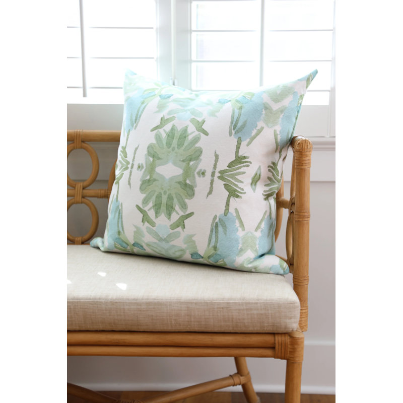 Wildflowers I Large Repeat Luxury Throw Pillow, Blue/Sage Green Floral, 22"H x 22"W