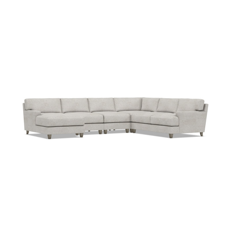 Bernhardt Mila 5-Piece Fabric Sectional, Light Gray Polyester, Left Hand Facing, 33.5" H x 137" W x 107" D