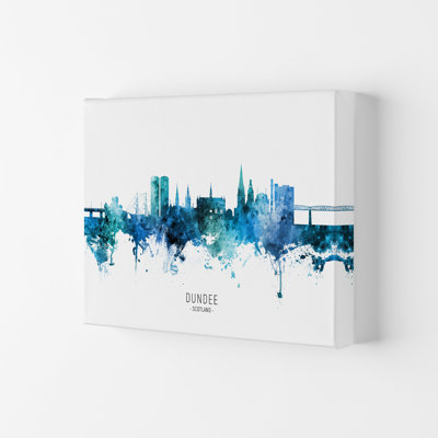 Dundee Scotland Skyline Blue City Name by Michael Tompsett - Print
