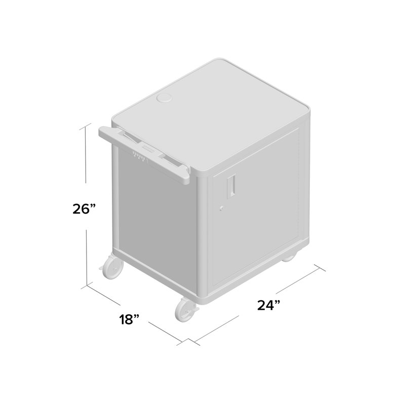 Black Molded Plastic AV Cart with Locking Cabinet and Wheels