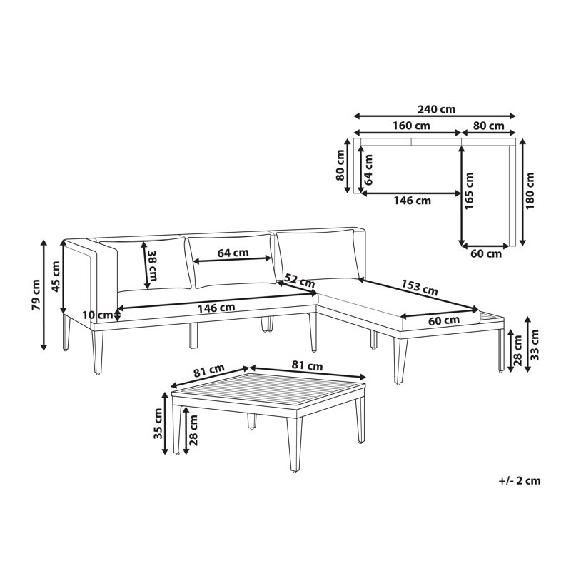 Sofa Set with Table BRACCIANO Light Beige