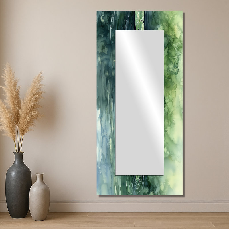 «Water Lotus Flower Tranquility At The Pond II» - Miroir floral pour décoration murale - imprimé sur métal, 28 po x 60 po
