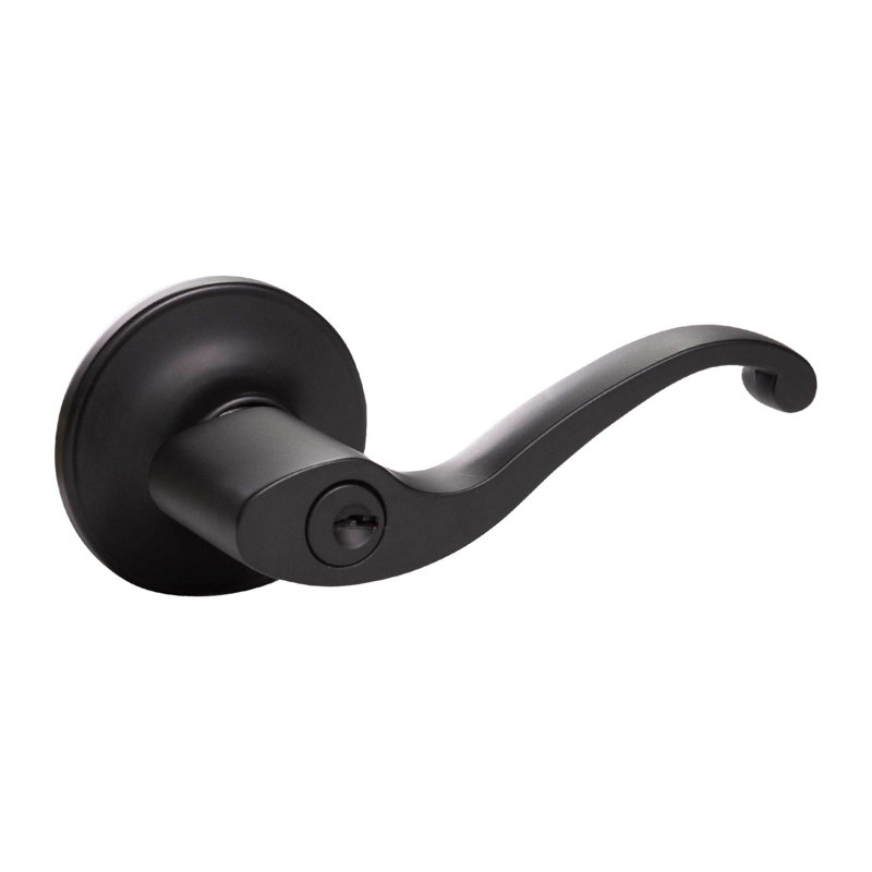 Scroll Lever Keyed Door Lever, Matte Black