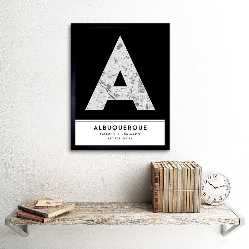 Albuquerque City Map Albuquerque New Mexico United States City Map Black And White - Single Picture Frame Typography