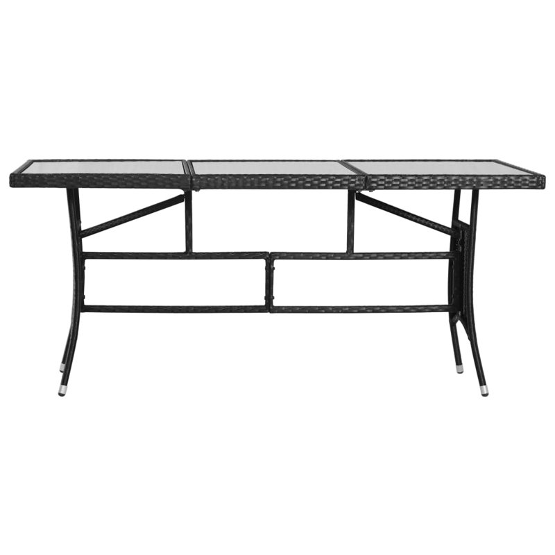 Garden Table 170X80x74 Cm Poly Rattan, Black, Clear
