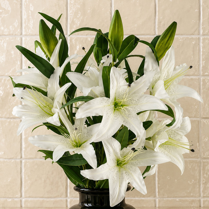 Plastic, Silk Artificial Arrangement, White