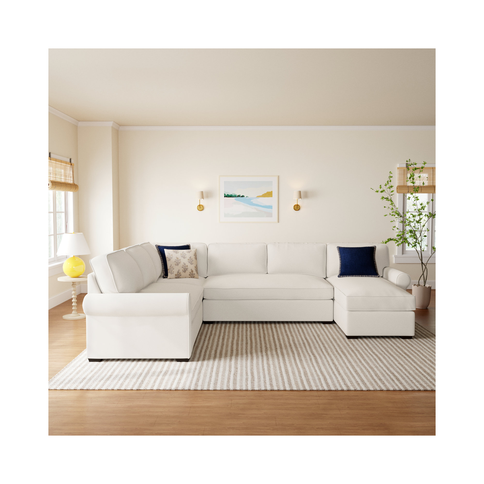 Porter Upholstered U-Sectional, Nomad Snow Crypton® Chenille, Right Hand Facing