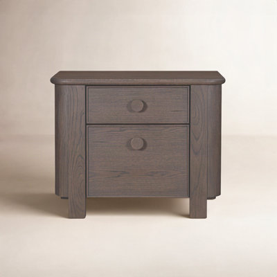 2-Drawer Large Oak Nightstand