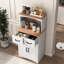 Armoire de rangement blanche : rangement de cuisine avec tiroir et cadre, support à micro-ondes en bois, style moderne