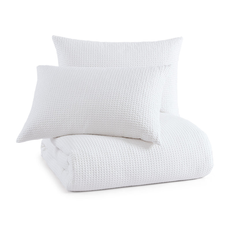 Ensemble de housse de couette 100% coton gaufré moderne 3 pièces DKNY, Housse de couette pour très grand lit et 2 très