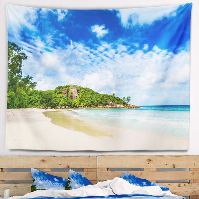 Tapisserie de plage tropicale tranquille Seychelles, H 32 po x l 39 po