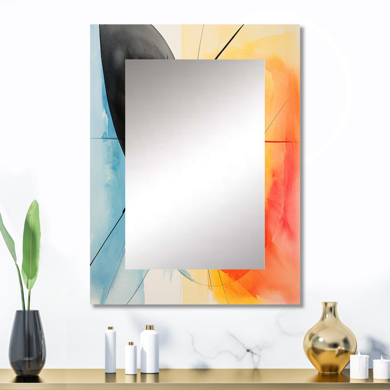Motif géométrique de couleurs douces IV - miroir mural unique géométrique, miroir moderne, art imprimé en métal