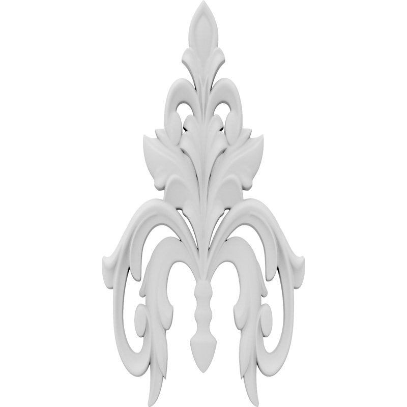 Elyria H W D Composite Rosette Applique, 8" H x 4" W x .63" D