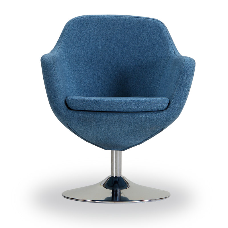 Climax Upholstered Swivel Armchair, Blue Mist Cotton Twill