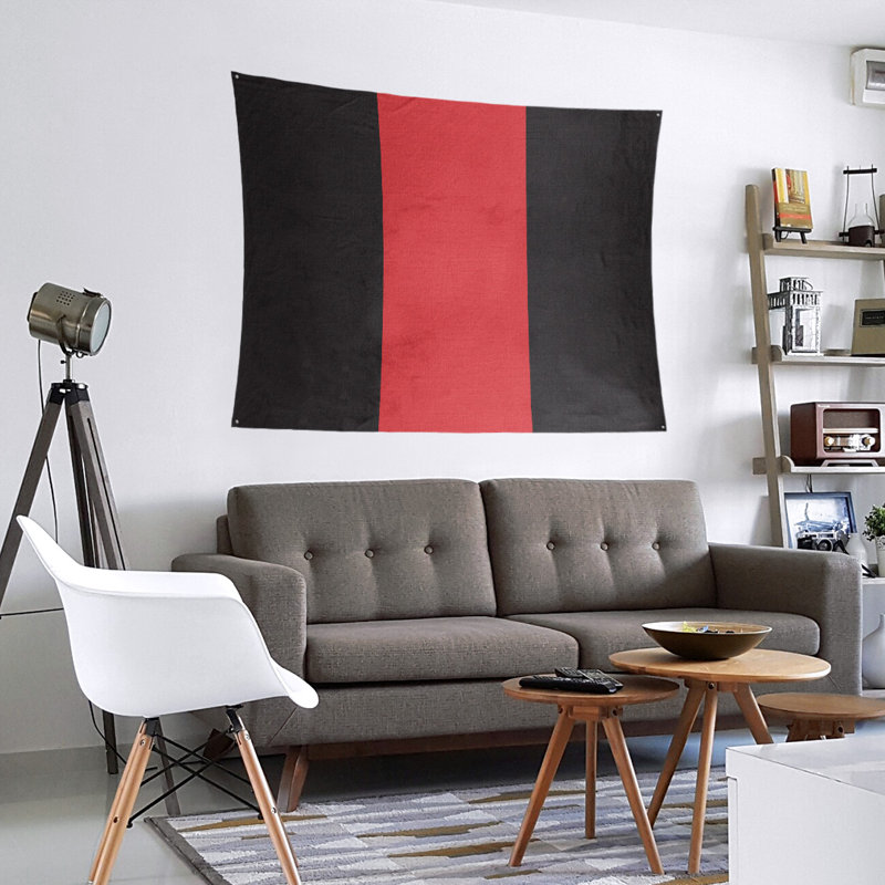 Tapisserie en polyester Carolina, Noir / rouge / noir, H 27,5 po x l 37,5 po