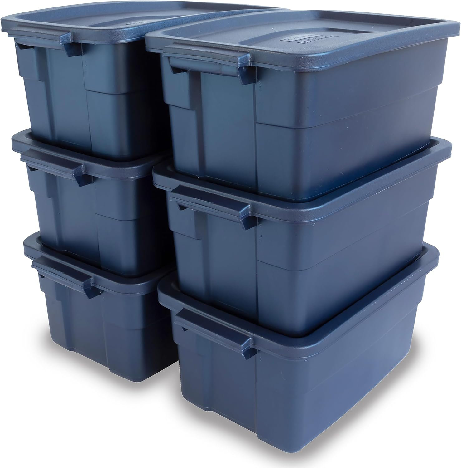 Rubbermaid Roughneck 3 Gal Storage Bins with Lids, 6-Pack Dark Indigo ...