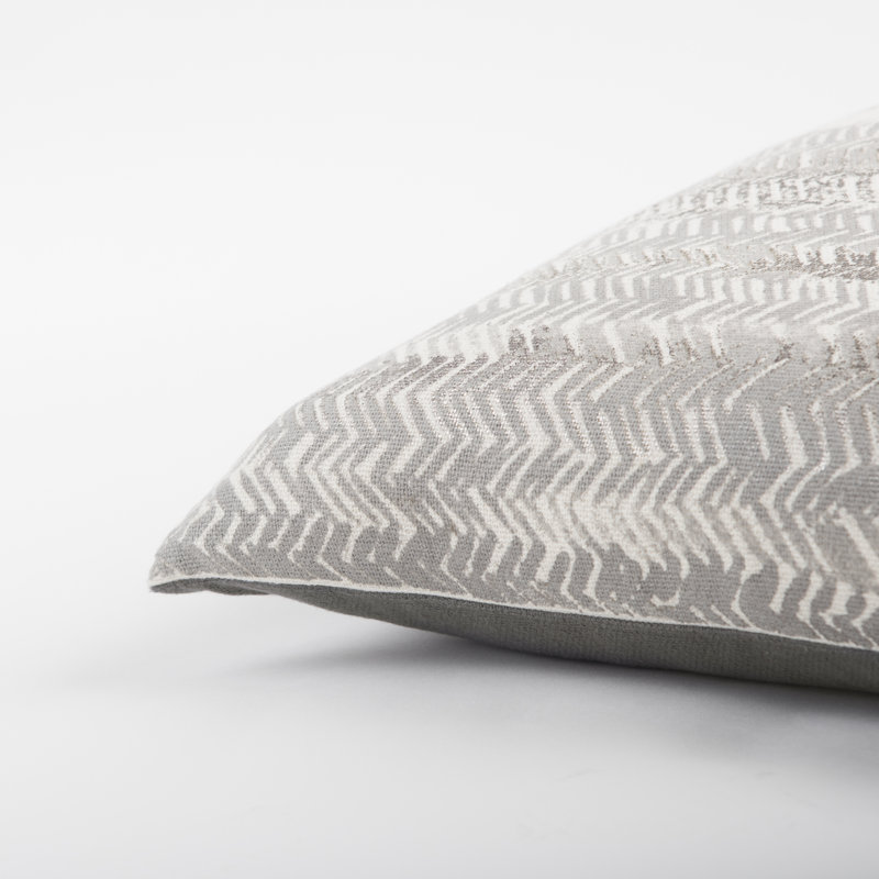 Ivory and Gray Chevron Cotton Throw Pillow