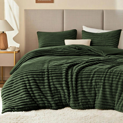 EXQ Home Fluffy Comforter Set Full Size,3 Pieces Bed Set,Black