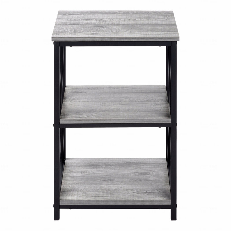 Accent Table, Side, End, Nightstand (Bedside Side Table), Lamp, Laminate, Metal, Contemporary, Modern, Black, Grey