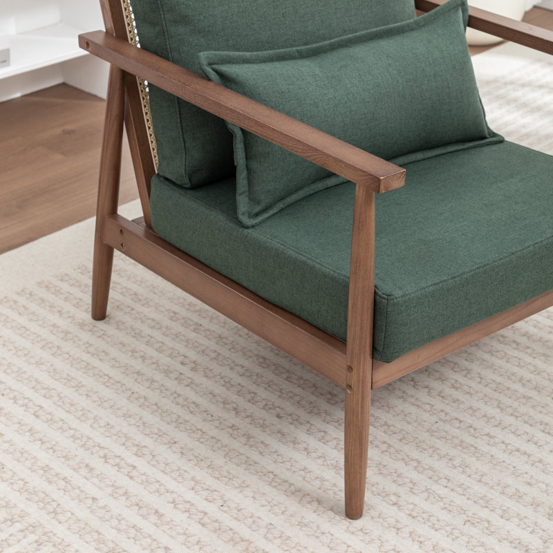 Rayn Solid Wood Upholstered Armchair, Green