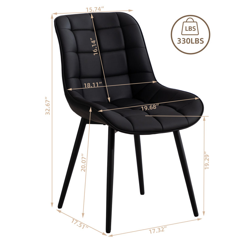 Chaise de salle à manger rembourrée en métal avec dossier en polyuréthane et chaises de salle à manger en cuir PU
