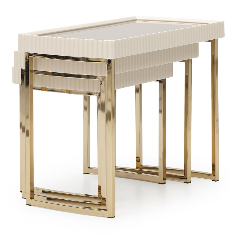 Lisbon 2-piece Accent Chair And Nesting Tables Set, Opal Chenille