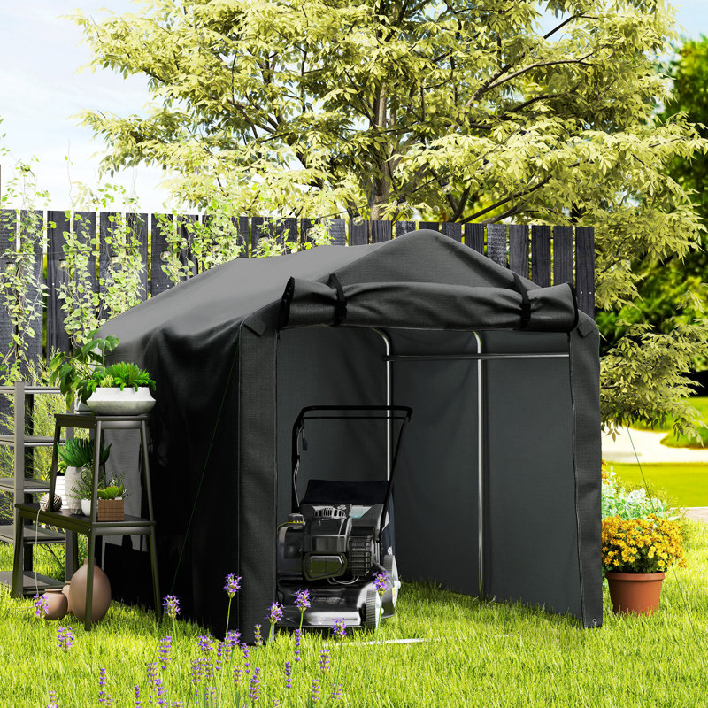 Garden Storage Tent 7 ft. W 5 ft. D Galvanised Metal, PE Fabric Storage Shed, Black