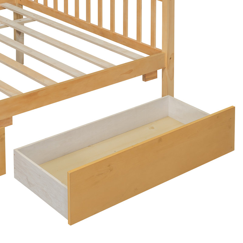 Pittston 2-Drawer Standard Bed Wooden House Bed, Twin, Natural