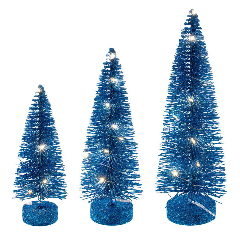  Ensemble d'arbre de brosse à bouteille 8 "-10" à 12 "turquoise., Blanc chaud, H 1 pi, Turquoise