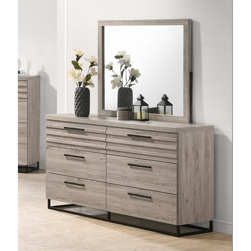 Commode double 6 tiroirs avec miroir Earvin
