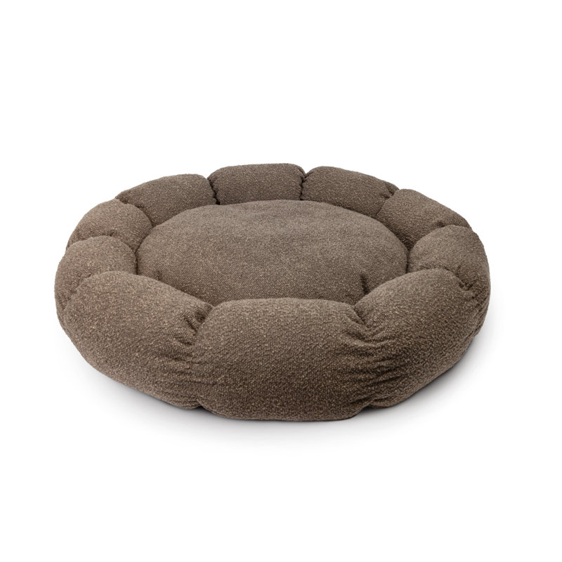 Lit rond avec coussin de siège amovible, H 5 po x l 45 po x P 45 po, Brun