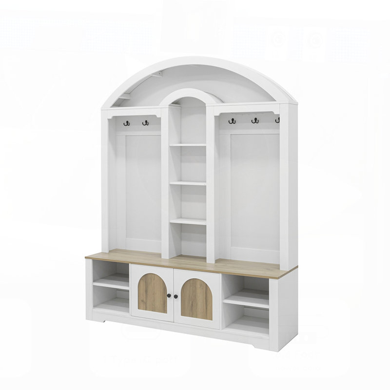 Élégante armoire multifonctionnelle avec porte-chaussures, cintres et crochets pour un rangement efficace et un design moderne