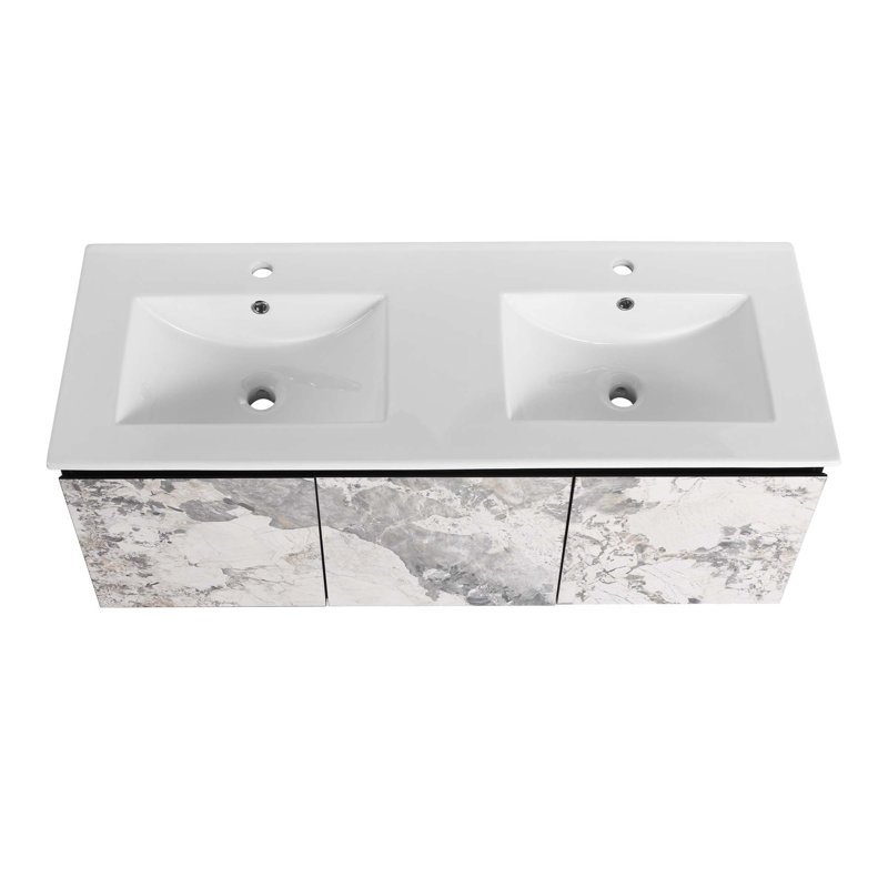 Meuble-lavabo flottant mural et porte d'armoire à fermeture en douceur