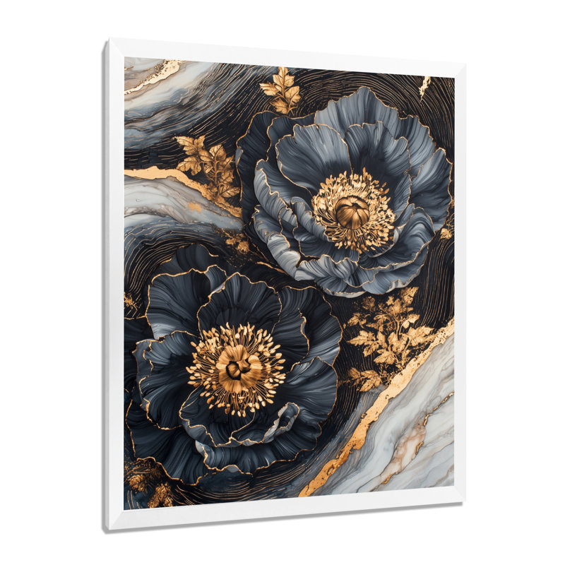 Myaseen - Floral Wall Art Prints, H 40 po x l 30 po, Reproduction encadrée d'une seule photo, Blanc