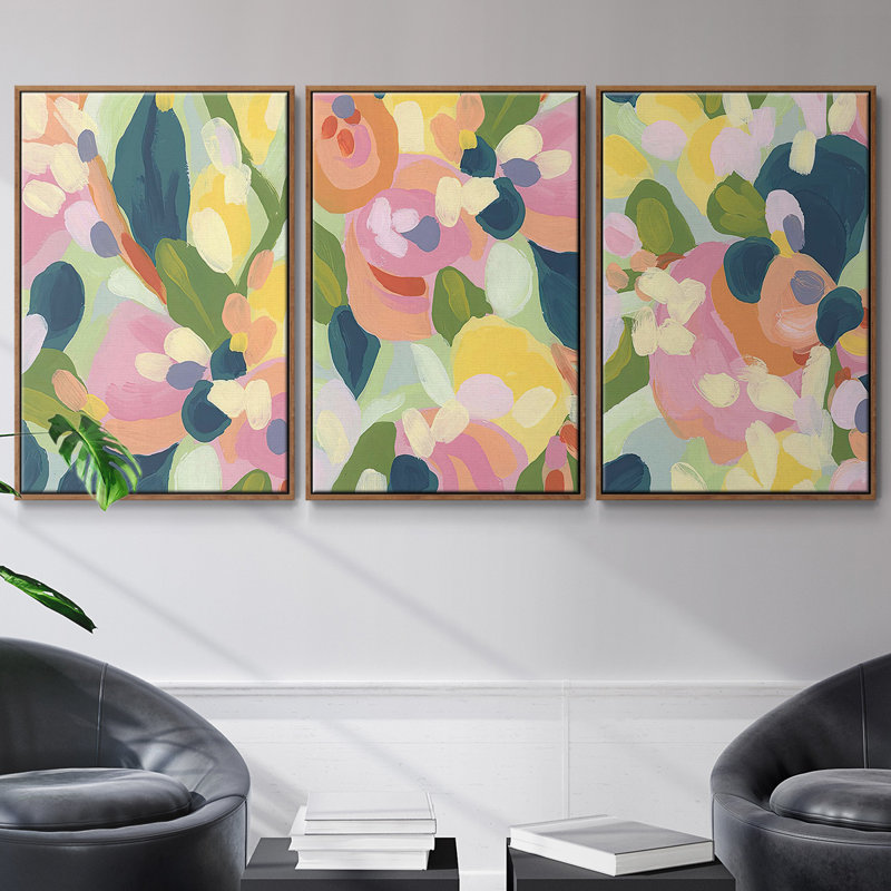 «Brushy Tropics I», 3 pièces, Noyer, H 27 po x l 54 po