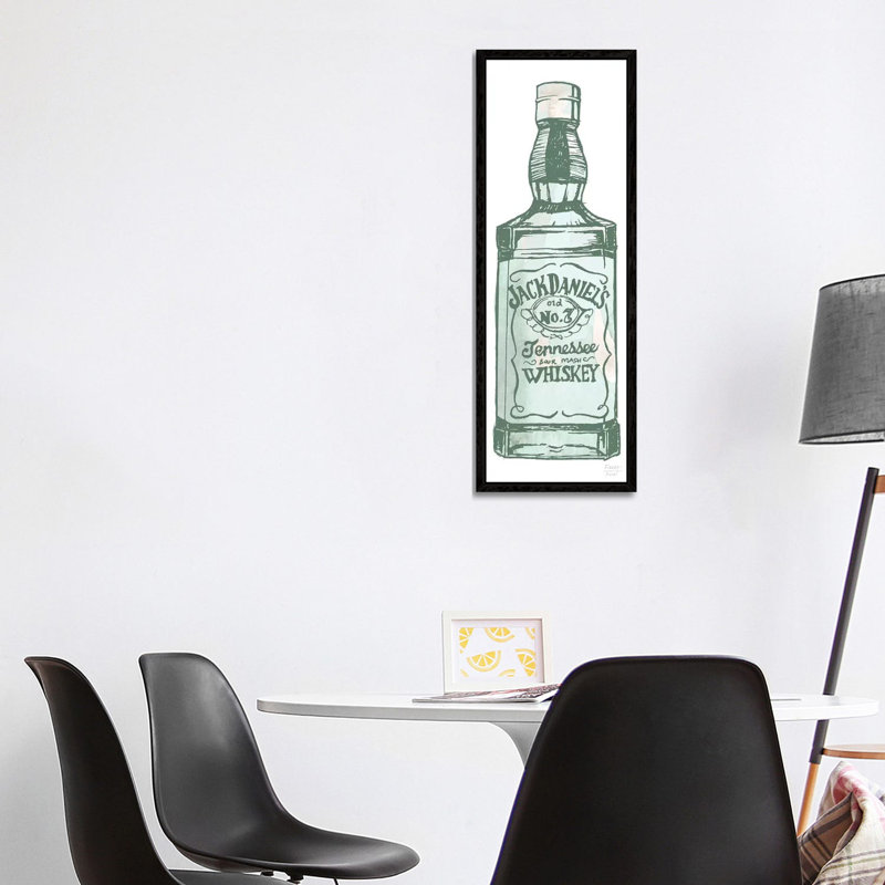 Jack Daniel's Whiskey - Panoramic Print on Canvas, 121.92cm H x 40.64cm W x 3.81cm D, Black Floater Framed