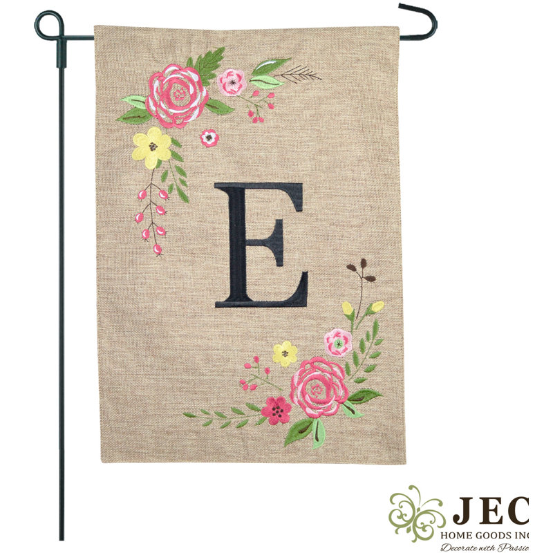 Mélange de polyester à 2 côtés 18 x 13 po spring rose drapeau de jardin, E