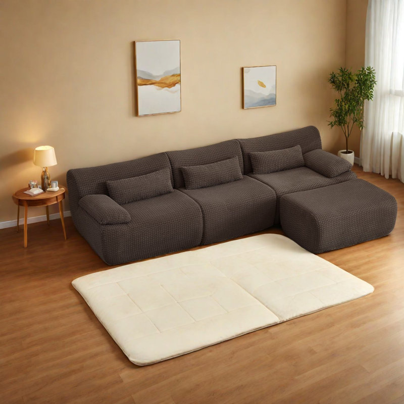 Canapé moelleux en velours côtelé, conception modulaire moderne pour le salon