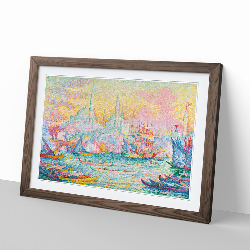 Port of Constantinople by Paul Signac - Picture Frame Painting, 48cm H x 65cm W x 2cm D, Walnut Framed