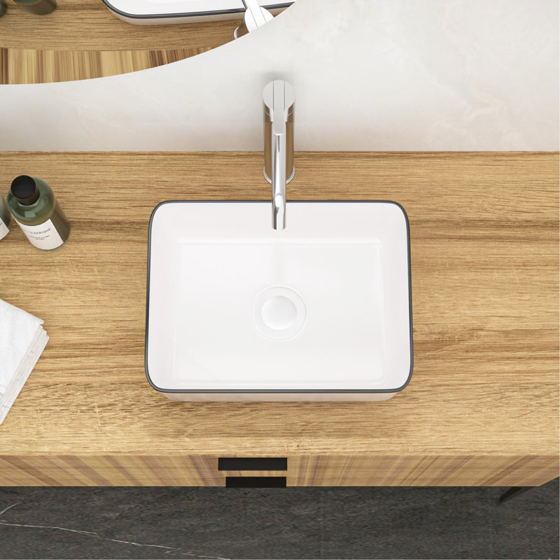 Lavabo de salle de bain rectangulaire en céramique blanche 16x12 pouces