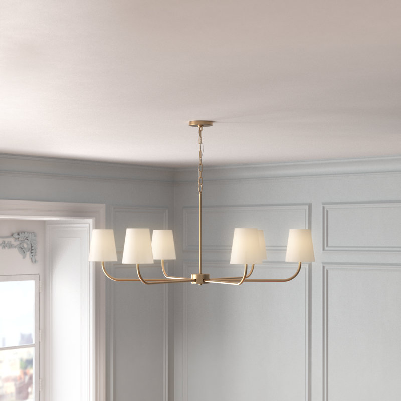 6 - Light Dimmable Classic / Traditional Chandelier, Aged Brass