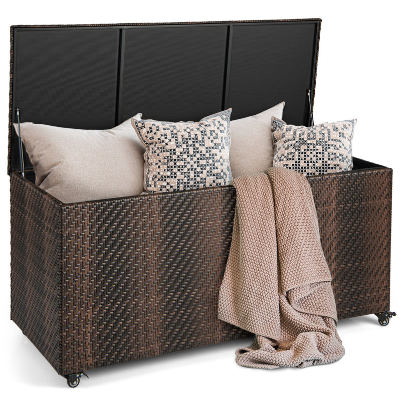 Boîte de rangement sur roulettes 96 gallons Topbuy, Brun