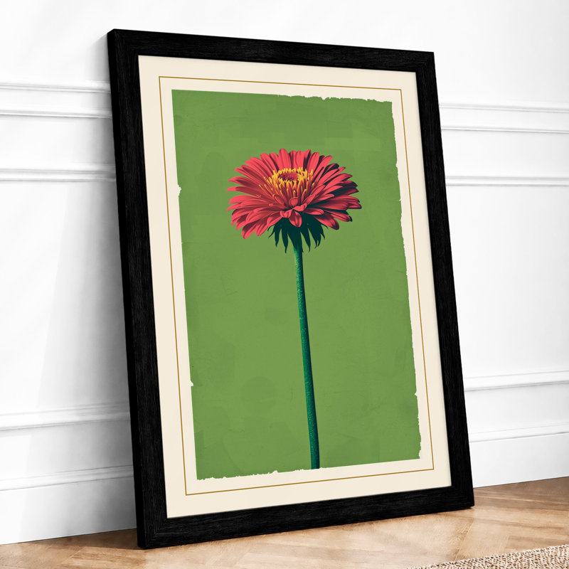 Magenta Gerbera Botanical - Framed Print, A4 - 29.7 x 21.0 cm, Black