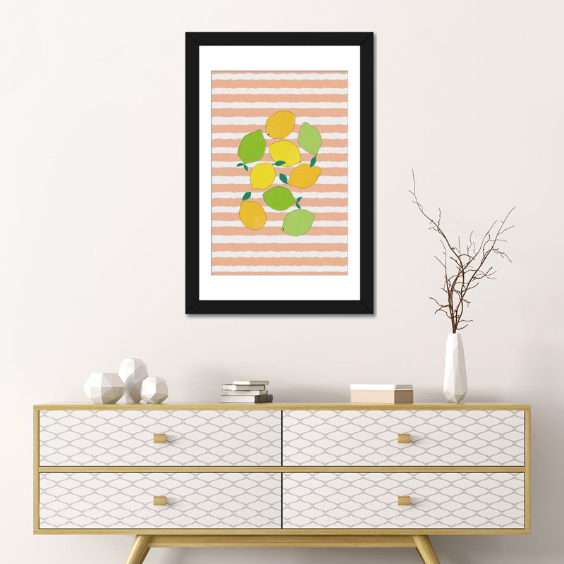 " Citrus Crowd " by Orara Studio, Black Framed Fine Art Paper, White, 24" H x 16" W x 1" D