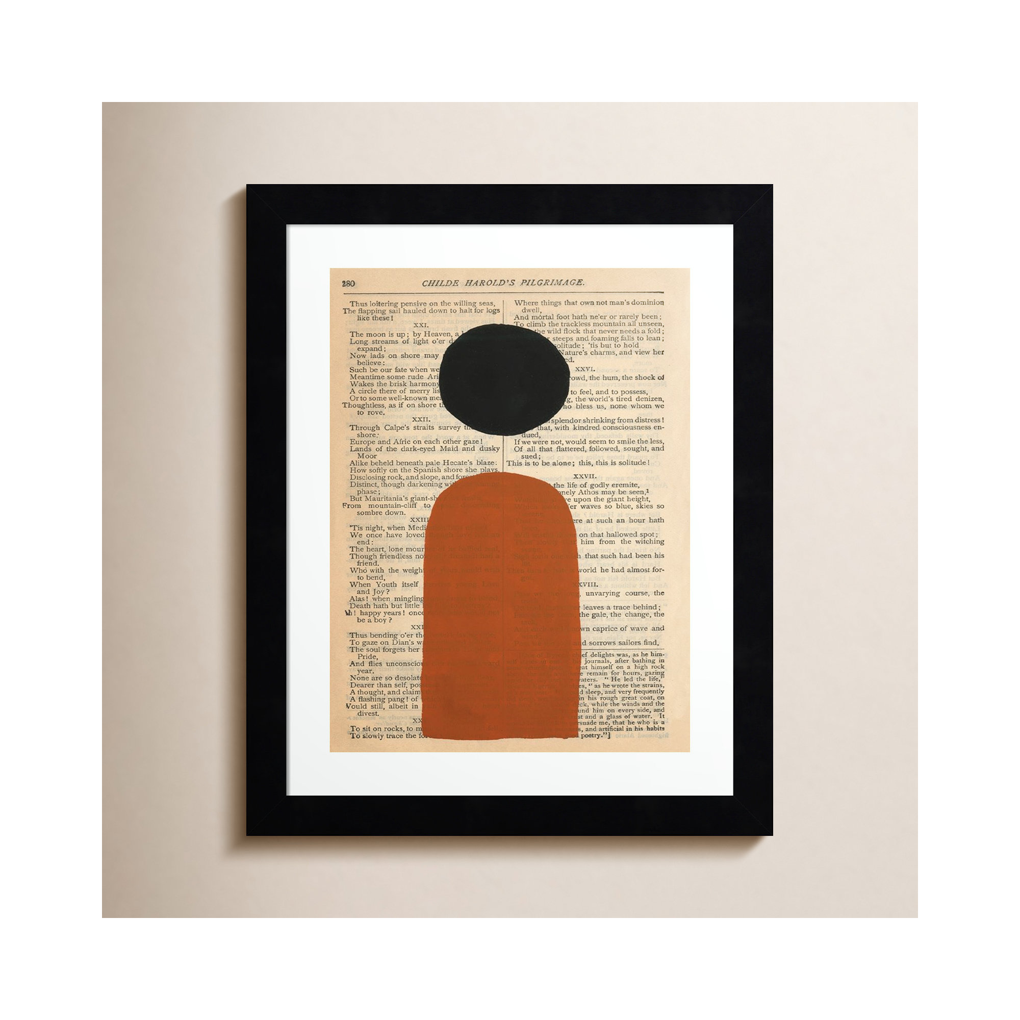 Modern Prose by W. Stramel, 11" W x 13" H, Black