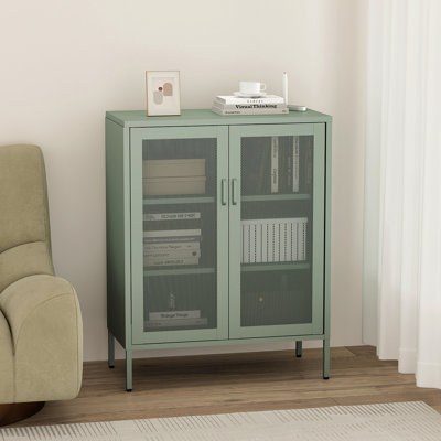 Amelia 32" Metal Accent Cabinet with 3 Adjustable Shelves by Manhattan Comfort